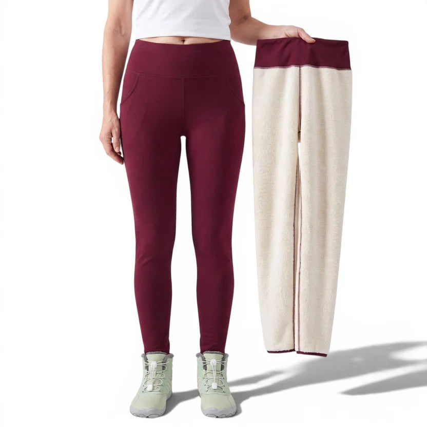 Varma Fleece-Tights - Röd