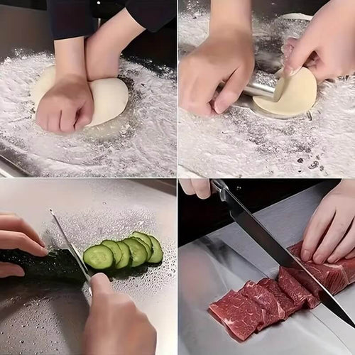 AKSEL – Skärbräda i Rostfritt Stål med Halkskydd, Säker Kant och Slitstark Yta för Kök & Bakning